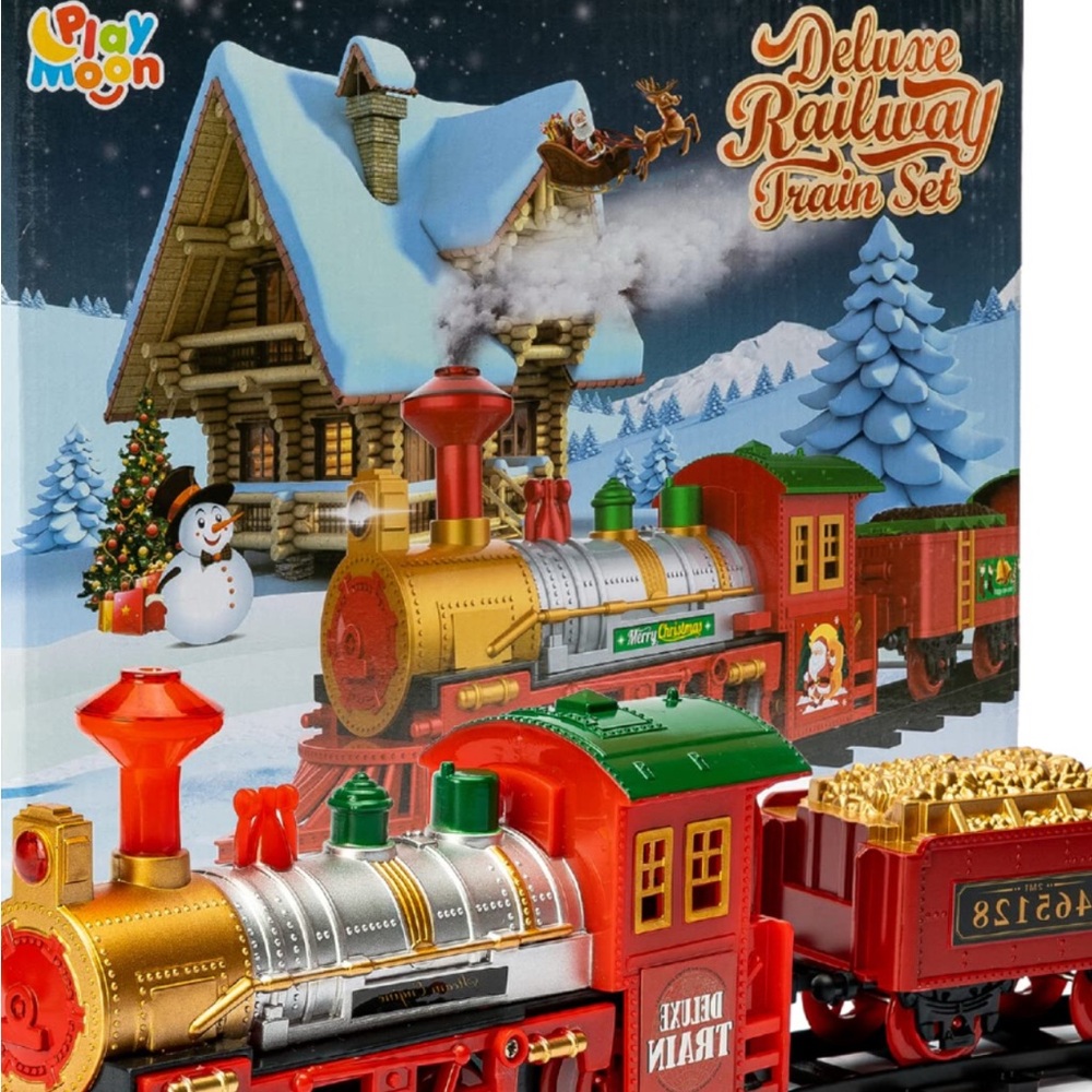 Deluxe Railway Train Set - Red, Green, Gold